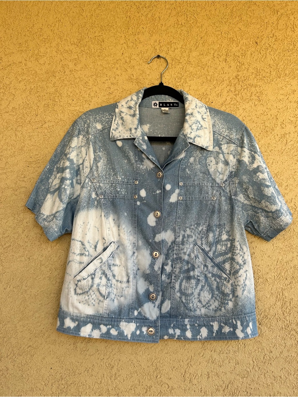 Handmade Custom Doily Couture Bleach Dyed Upcycled Denim Shacket